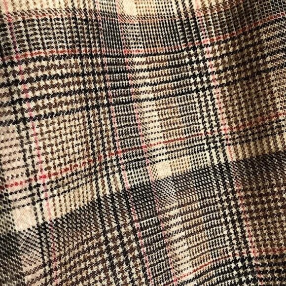 NWT Talbots Neutral Tan Red Black Glen Plaid Flannel Luxe Wool Blend Pants 16 P - Picture 3 of 5